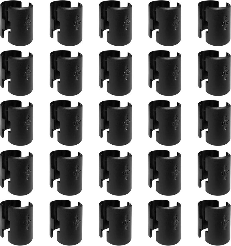 Sevici 50 Pack Wire Shelf Clips Wire Shelf Locking Clips for 1 in. Posts 25 Pairs of Black Shelf Sleeves, Replacement Plastic Accessory Parts for Wire Shelving Systems - Image 1